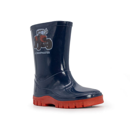 Swampmaster Junior Tractor Wellington Boot Navy/Red