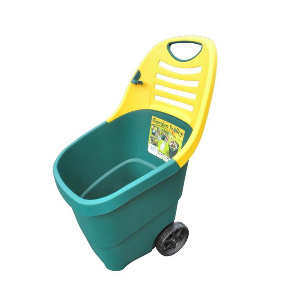 GARDEN TROLLEY 65LTR C/W TOOL CLIP BLACK / GREEN