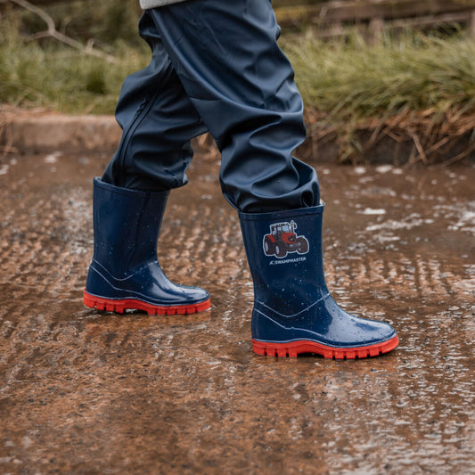 Swampmaster Junior Tractor Wellington Boot Navy/Red