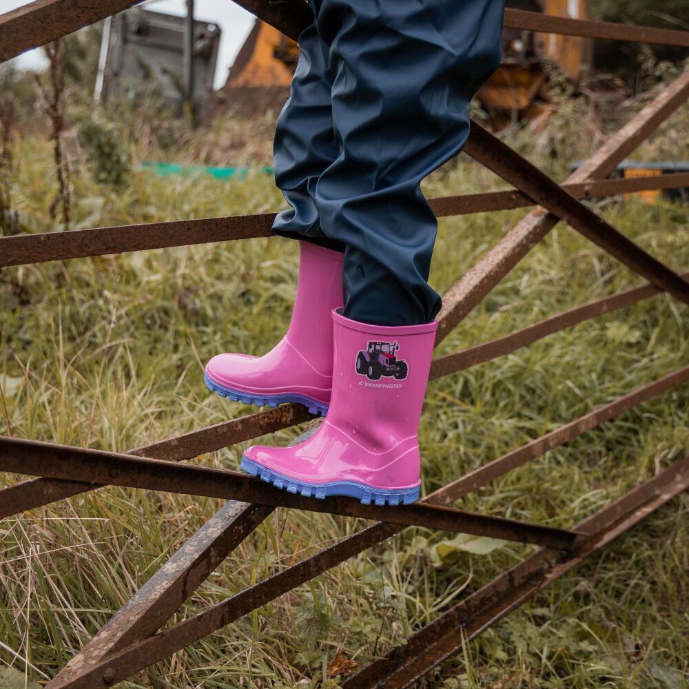 Swampmaster Junior Tractor Wellington Boot Pink/Lilac