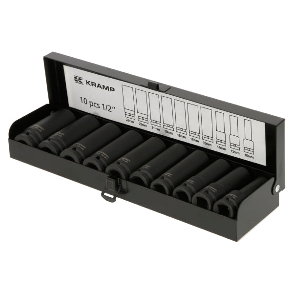 KRAMP Impact Socket Set Long 1/2in 10pcs