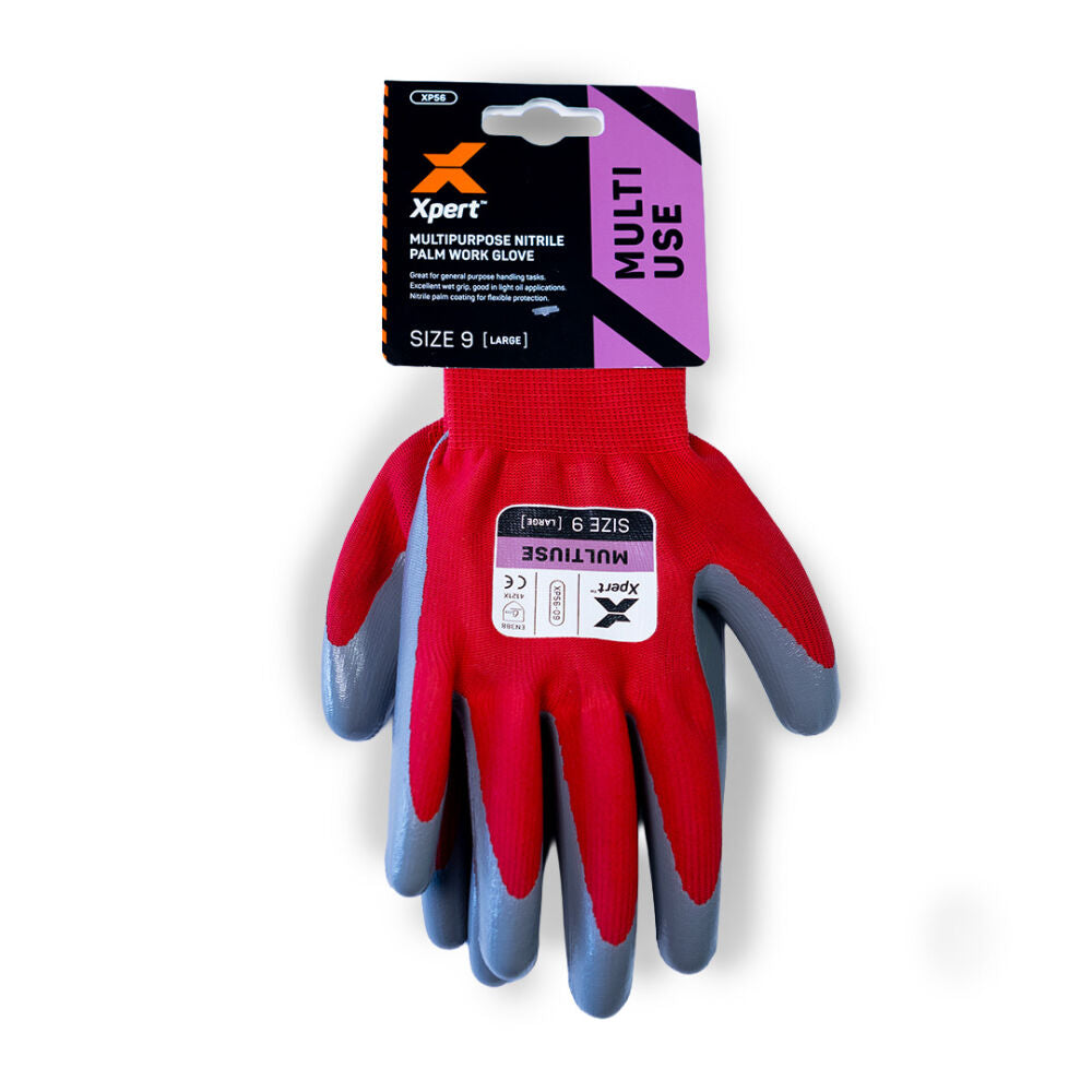 Xpert Core Multipurpose Nitrile Palm Work Glove Red/Grey